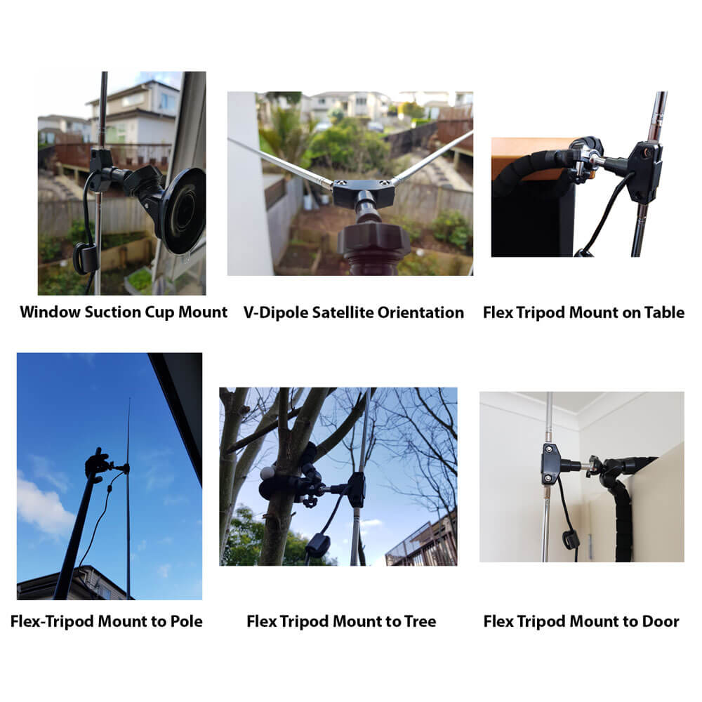 Ejemplos de cómo usar los soportes de la antena dipolo