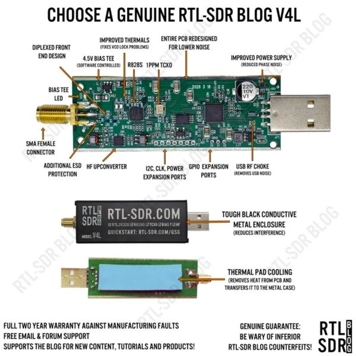 RTL-SDR Blog V4L (Lite) Receptor SDR USB Original - Miniatura 2